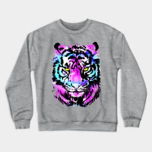 Neon Pink Tiger Head - Tiger Face Crewneck Sweatshirt